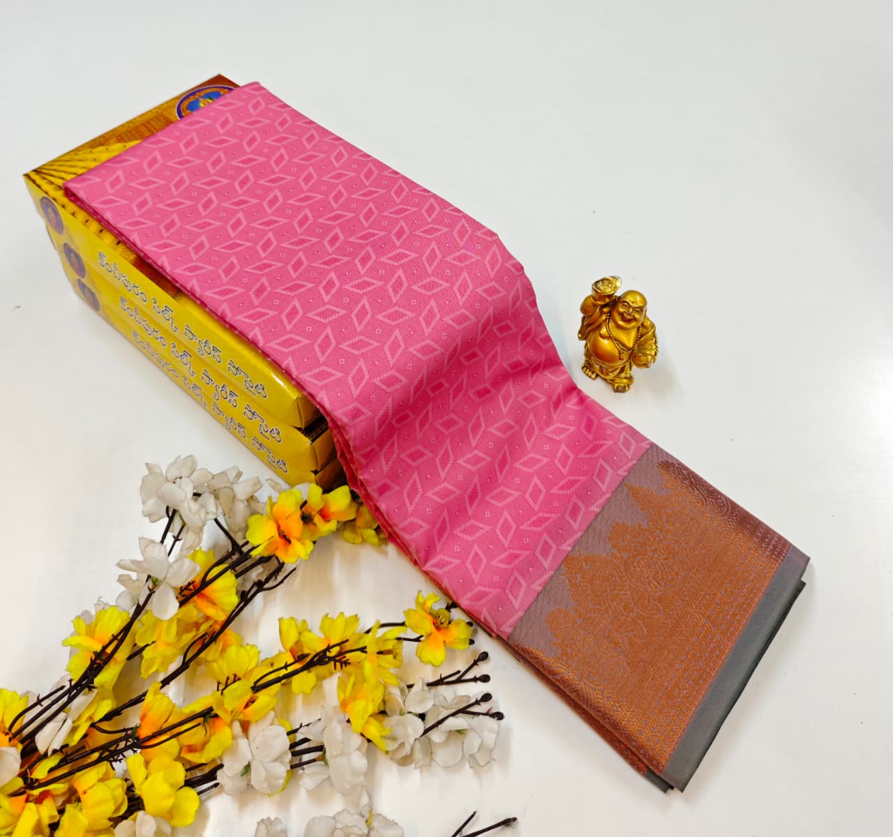 Olive Green Soft Silk Bridal Saree with Rich Silk Finish